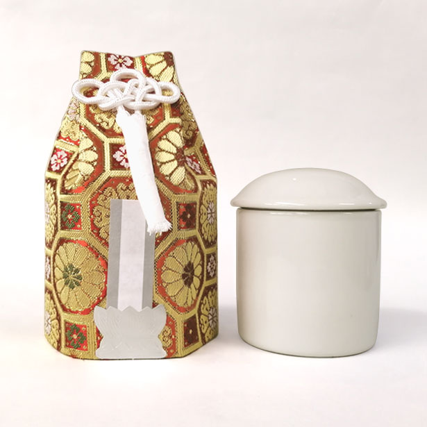 骨壺 骨袋 セット 手元供養 ミニ骨つぼ ペット「分骨壺 袋付き 赤」