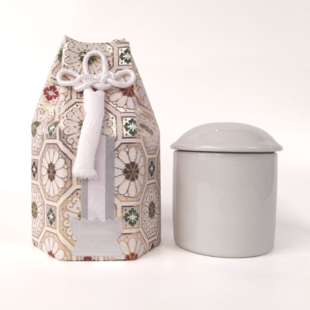 骨壺 骨袋 セット 手元供養 ミニ骨つぼ ペット「分骨壺 袋付き 白」