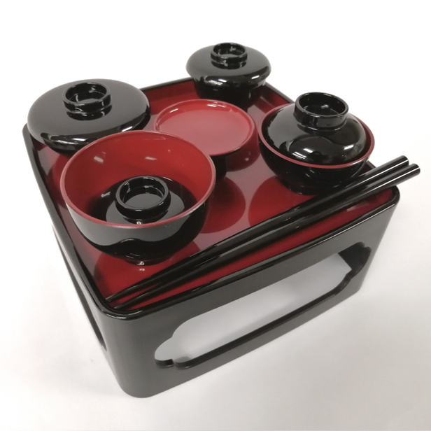 仏膳椀　オールPC製 黒内朱 5.5寸