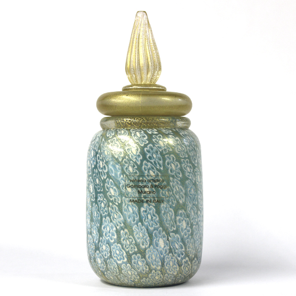 骨壷 手元供養 ミニ骨つぼ 納骨 分骨 「ヴェネツィアンガラス製 コアボトル アズーロ」