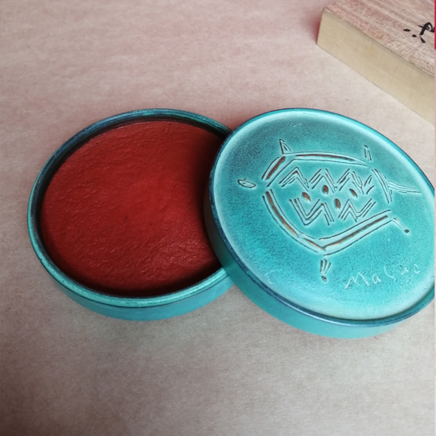 アウトレット 在庫処分 池田満寿夫 デザイン 青銅製 朱肉入