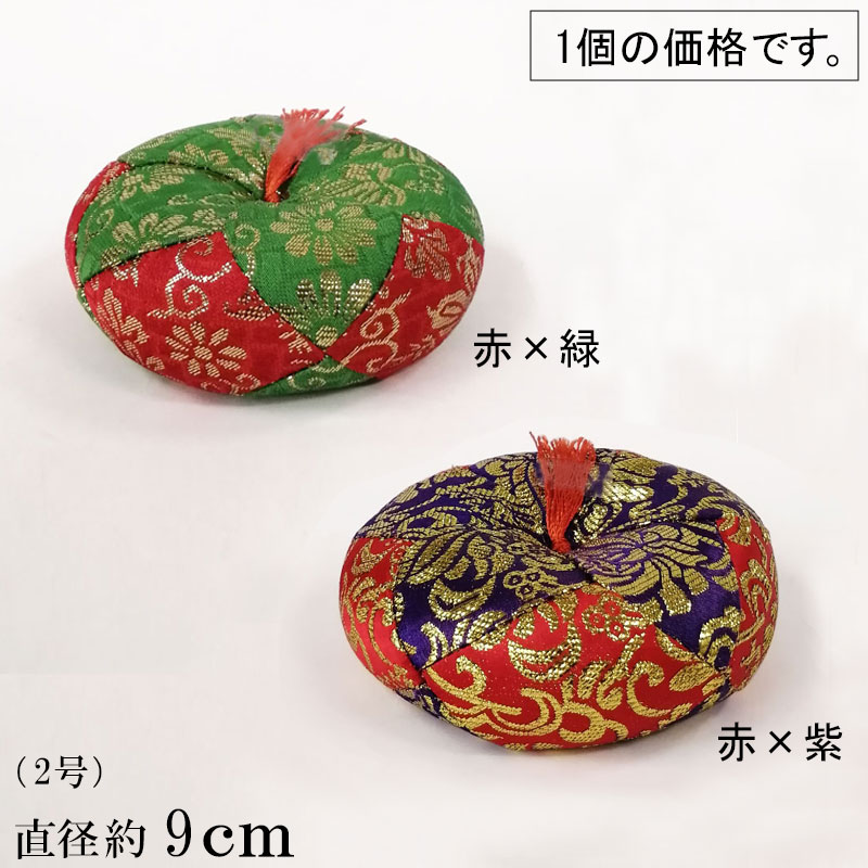 「りん布団 丸型 総金 2号(赤×緑色・赤×紫色)」リン布団 おりん布団 丸型 仏具