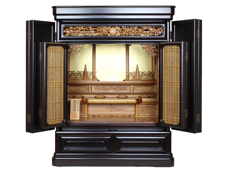 伝統工芸品 東京仏壇「黒檀内屋久杉製角型」20号