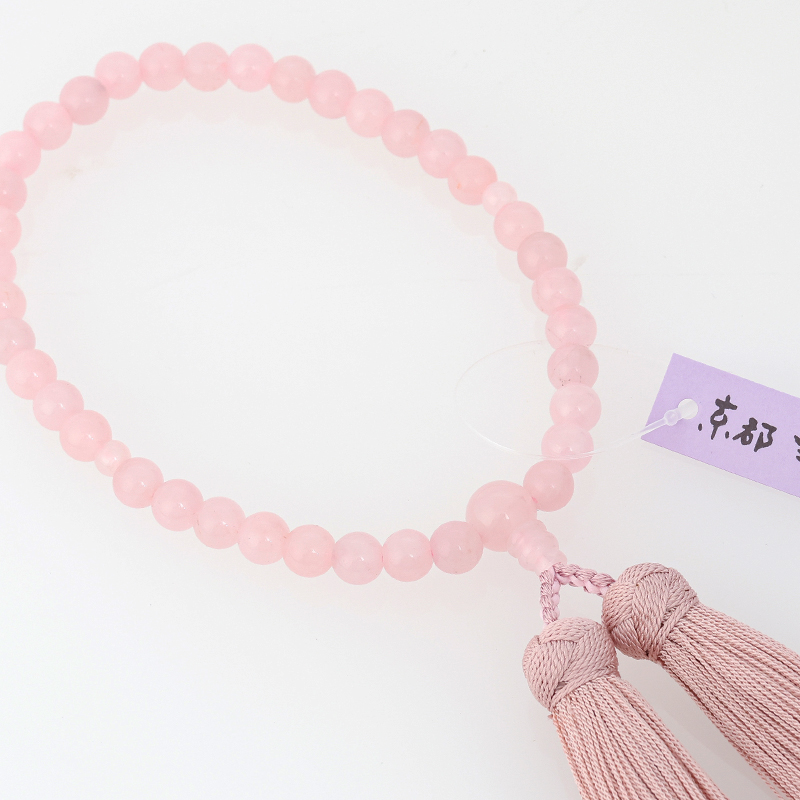 数珠 女性用「ローズクォーツ」正絹古都房付き
