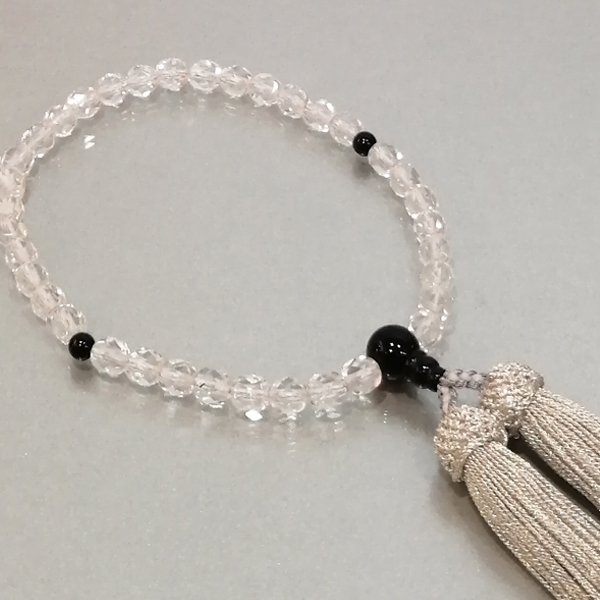 数珠 女性用「玻璃並切子 黒オニキス入」