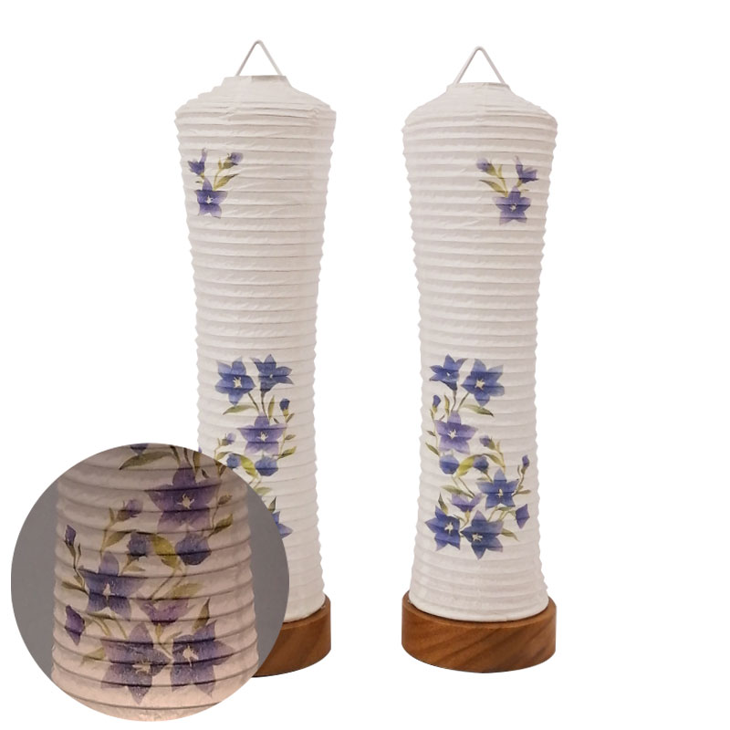 「新ほのか 桔梗対入 セード（美濃和紙）」盆提灯 盆ちょうちん ミニ行灯